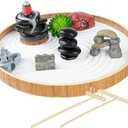 Set of 15 Zen Sand Garden for Desk, DIY Zen Garden Tabletop Rock Figure Lotus Plant Rake Tools Meditation Zen Home Office Decor Accessories Micro Landscape Sandbox Stress Relief Toy Gift