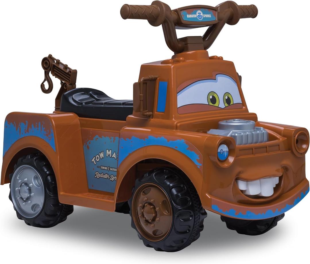 Kid Trax Toddler Disney Cars 3 Tow-Mater Electric Quad Ride-On, Kids 1.5-3 Years Old, 6 Volt Battery and Charger Included, Max Weight 45 lbs, Tow-Mater brown, Large