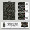 4x6 Black Floral Boho Area Rug,Low-Pile Stain Resistant Non-Slip Machine Washable Carpet for Living Room,Bedroom, Kitchen,Entryway,Dining Room, Nursery