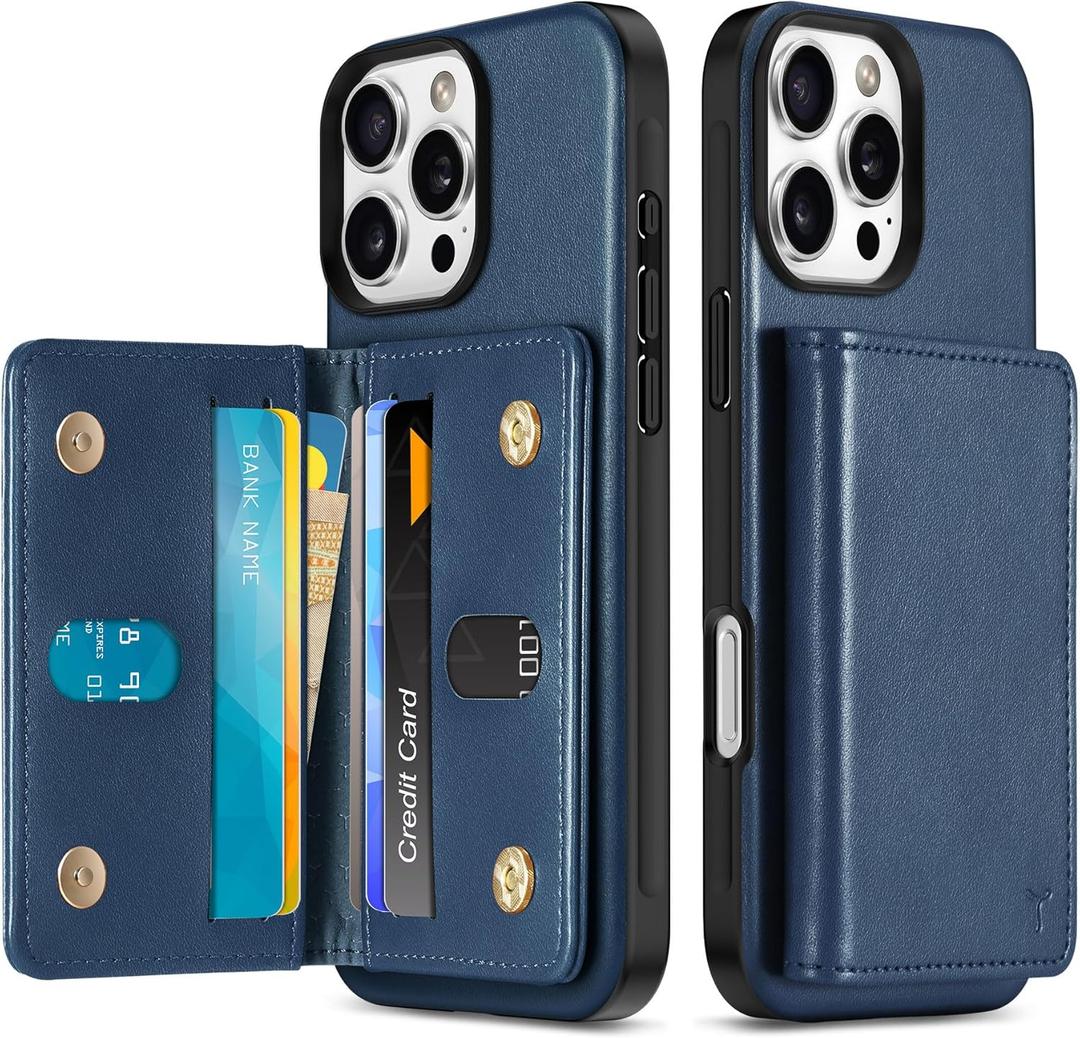 TUCCH Wallet Case for iPhone 16 Pro Max, [Undetachable] PU Leather Wallet with RFID Blocking [6 Card Holder] Magnetic Closure, Protective Shockproof Phone Cover for iPhone 16 Pro Max, Dark Blue