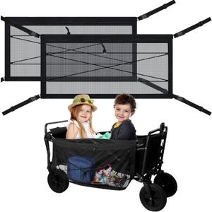 Woanger 2 Pcs Wagon Cargo Net for Stroller 13.78 x 27.56 Inch Heavy Duty Stretchable Foldable Cargo Net for Extra Storage Space Large Storage Capacity Net Wagon Accessories(Modern Style)