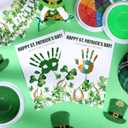 33 Pcs St. Patrick's Day Crafts Bulk Shamrock Handprint Cards and Large Ink Pads Luck Clover Greating Cards DIY St. Patrick's Day Gifts Irish Party Favors
