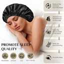 VECIIR Satin Bonnet Silk Bonnet for Sleeping Women and Men, Ajustable Hair Bonnet for Curly Hair with Double Layer Hair Bonnet,Black - Black,Medium