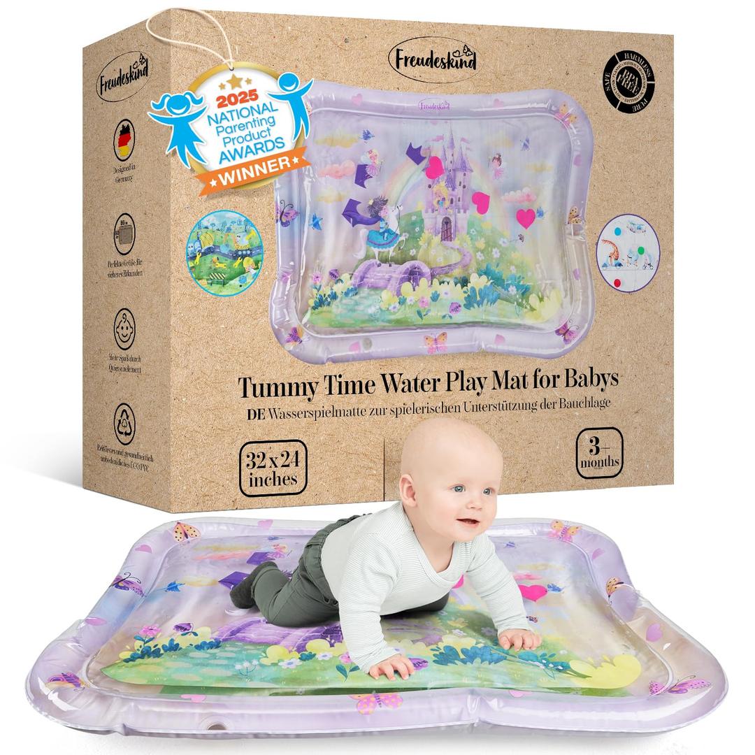 Premium Water Play Mat XXL  Award-Winning Inflatable Tummy Time Water Mat  Sensory & Motor Development Designed by Professional Educators  Certified 100% Baby-Safe Materials - Pink