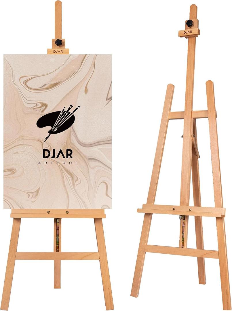 DJAR Painting Easel for Adults, Adjustable Heavy-Duty Wooden Art Easel for Painting, Hold Canvas up to 43, Display Stand for Adults, Beginner, 23" x 26" x 57"