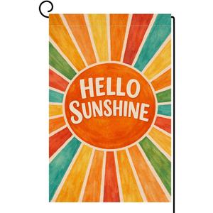 2 x BLKWHT Hello Sunshine Summer Garden Flag 12x18 Vertical Double Sided Welcome Spring Farmhouse Holiday Outside Decorations Burlap Yard Flag BW874