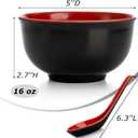 Lyellfe Set of 10 Miso Soup Bowl with Spoon, Restaurant Quality Melamine Cereal Rice Bowl, 16 Oz Unbreakable Japanese Dinnerware for Ramen, Udon Noodle, Dishwasher Safe