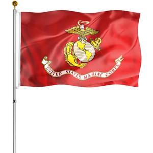US Marine Corps Flag 3x5 FT Outdoor- UV Fade Resistant USMC Flags Banner Double Stitched Canvas Header with Brass Grommets Easy to Rising