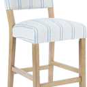 HomePop Upholstered Counter Stool, 24-Inch, Blue & White Stripe, 1pc