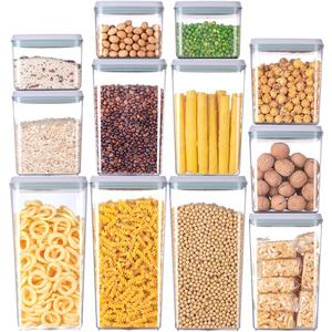 12 Pcs Pop Airtight Food Storage Containers with Lids for Kitchen Pantry Organization Stackable Cereal Snacks Flour Sugar Coffee Spaghetti (1.2, 2.0, 2.7, 3.3qt)*3