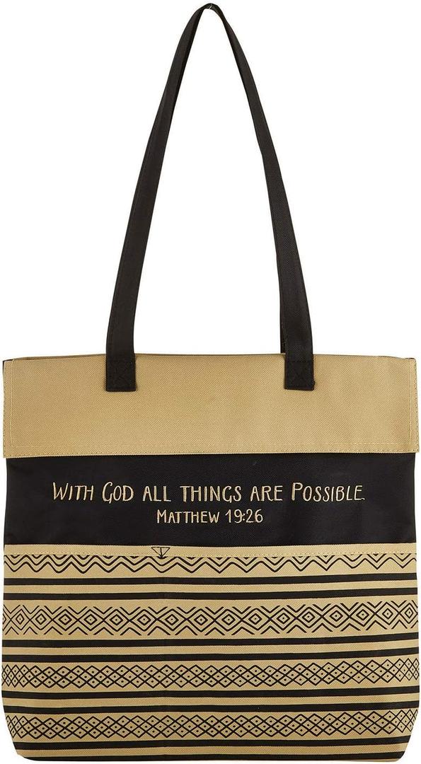 Creative Brands womens Inspirational Canvas Purse/Tote Bag (13.5 x 14-Inch, With God - Scripture)