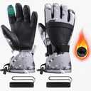 Ski Gloves,Snow Gloves,Waterproof Cold Weather Winter Gloves for Parent Boys Girls- Cycling, Driving, Running (XXS(Fit Kids 4-6 Years), Grey)