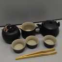 LURRIER Gongfu tea sets, Portable Ceramic TeaSet, Asian Tea sets for adult, Tea Gift sets, Grey leather case, Portable Travel Bag,Home,Gifting,Outdoor and Office(Black)