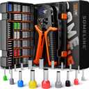 SOMELINE Ferrule Crimping Tool Kit, Self-Adjusting Pliers for Wire Ferrules AWG 24-8, With 18 Sizes Insulated and Non-insulated Wire Ferrules Terminals, Square Crimp Connector Assortment Kit