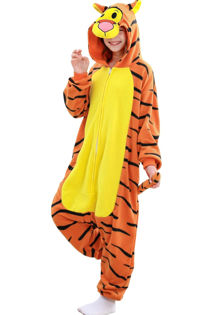 Kids Onesie Pajamas Animal Pjs Halloween Cosplay Costume One-piece Sleepwear 13-14Y
