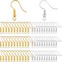 Bylion 400 Pieces Stainless Steel Earring Hooks, Fish Hooks Ear Wires French Wire Hooks, Coil and Ball Style Nickel-Free Ear Wires for Jewelry Making, Colors with Silver and Gold