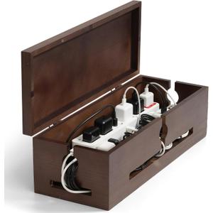 Wooden Cable Management Box Modern Wire Organizer Box & Power Strip Cover for Home or Office | Large Cable Hider for Wires, Chargers & Extension Leads Home Organization Storage