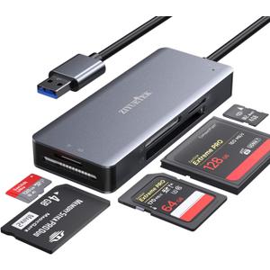 CF Card Reader, USB 3.0 to Compact Flash Memory Card Reader Adapter 5Gbps Read 5 Cards Simultaneously for SDXC, SDHC, SD, Micro SDXC, Micro SD, Micro SDHC, M2, MS, CF and UHS-I Card (Grey)