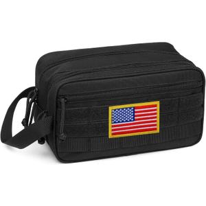 TACTICISM Toiletry Bag for Men - Dry Wet Separate Travel Toiletry Bag, Tactical Molle Dopp Kit for Men with Large Capacity, Water-Resistant Shaving Bag for Adult Women for Travel, Black