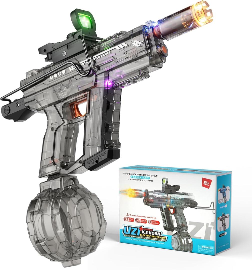 Electric Water Gun for Kids Adults, Automatic Water Gun, Powerful Water Guns with 26-32 FT Long Range, Watergun Toy Gift for Summer, Black, 1pc