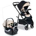 Britax Willow Brook S+ Travel System, Infant Car Seat Stroller Combo With Willow S Infant Car Seat, Alpine Base, and Brook+ Stroller; ClickTight Technology, SafeWash Insert and Cover Sand Onyx, Expiration Date 06/2030