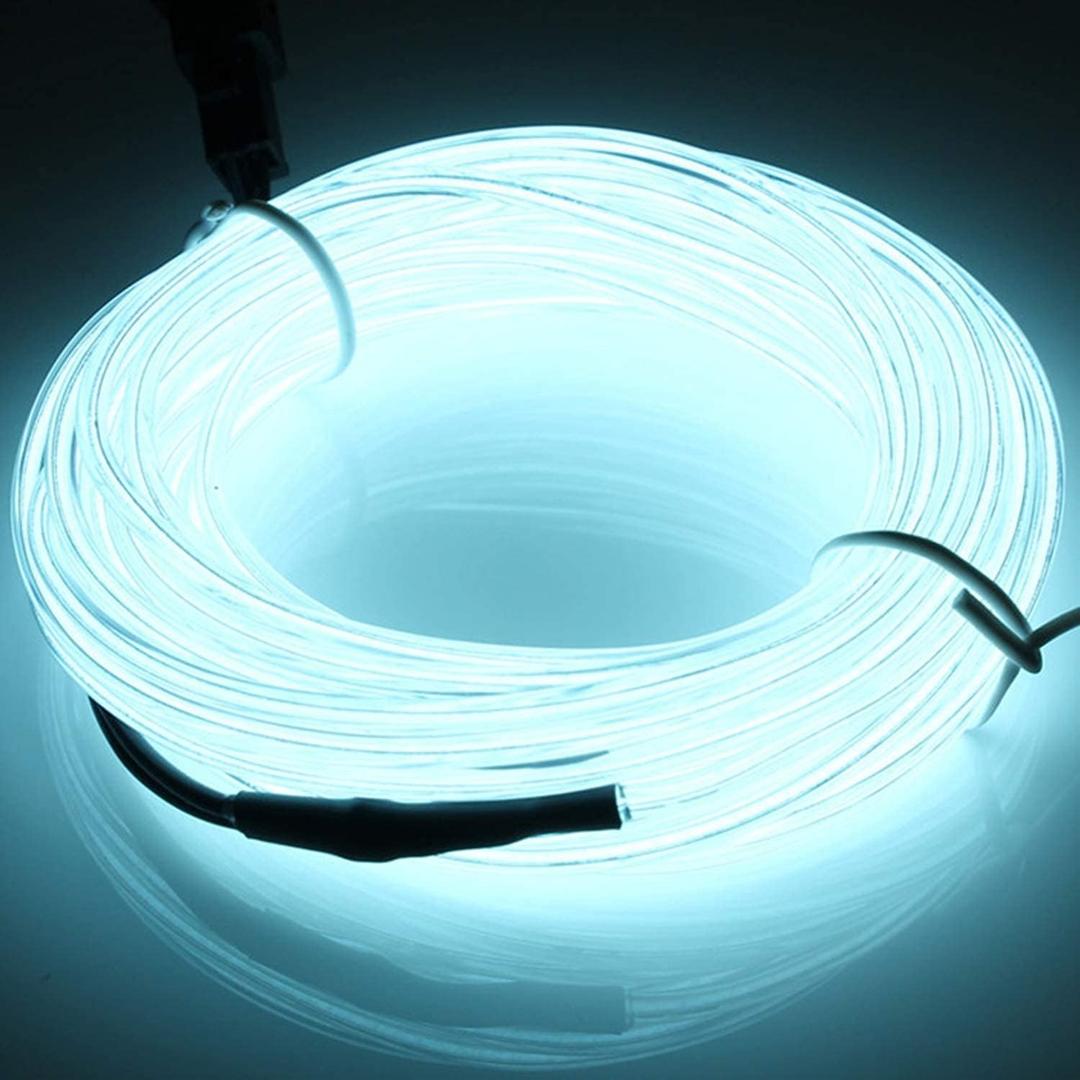 JIGUOOR EL Wire Battery Pack 9.8ft / 3m Bright Neon Light Strip 360 Illumination Neon Tube Rope Lights for DIY, Festival, Party Decoration, Pub, Halloween, Chrismas (9.8ft / 3m, White)