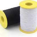 2 PCS 0.5mm Elastic Sewing Thread for Sewing Machine, 1100 Yards Black and White Elastic Thread for Smocking, Shirring, Gathering, Stretchy Strings for Bracelets