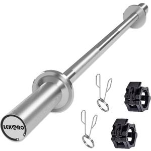Olympic Barbell Bar 4FT, 350LB EZ Curl or Straight Weight Lifting Bar, Fits 2-Inch Olympic Plates, Rotating Sleeves, 2 Spring Collars, Knurled Strength Training Bar for Home Gym