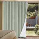 H.VERSAILTEX Linen Blackout Curtains Durable Thick Textured Linen Look 100% Blackout Patio Door Curtain Anti Rust Grommet Extra Wide Sliding Door Curtain Panel, W100 x L84 inch - Sage