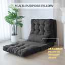 MAXYOYO Folding Sofa Bed, Tufted Bean Bag Bed with Pillows Floor Mattress for Adults, Extra Thick and Long Floor Sofa, Single Couch for Bedroom Living Room, Dark Grey, 30x91 Inch