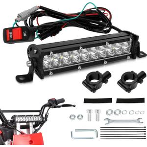 Universal Dirt Bike Light Bar Kit for 110cc 125cc Pit Bike CRF110 KLX110 TTR110 YZ125, 60W 2500LM Motorcycle LED Headlight Lightbar for 7/8" Handlebar Mini Bike ATV Dirt Rocket Go Kart Parts