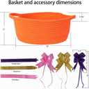 TORMAYS HOME Decorative Small Gift Basket with Ribbon and Bag, 12"x8"x5" Cotton Rope Woven Storage Bin, Newborn Gift Basket, Nursery Room Organizer  White (Orange)