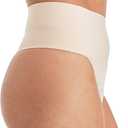 Maidenform womens Tame Your Tummy Lace Thong Panties, Firm Control Shapewear Thong, Cool Comfort (Beige, S)