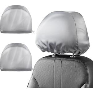 Headrest Covers for Car Satin Soft Car Headrest Covers Adjustable and Flexible for Hair Protection Universal for Auto Cars Trucks Easy to Install and Remove 2pcs