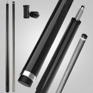 Carbon Fiber Pool Cue, 100% Carbon Fiber Shaft & Composite Butt. 12.5 mm Tip, 3/8-8 Joint,Pro Taper Design, Wrapless Grip, Professional Low Deflection Pool Stick for Enthusiasts & Advanced Players (Metallic Gray)