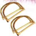 4pcs Purse Handles D Shaped Wood Handbag Handles Ring Replacement for Handcrafted Handbag DIY Bags Accessories (Random Color)