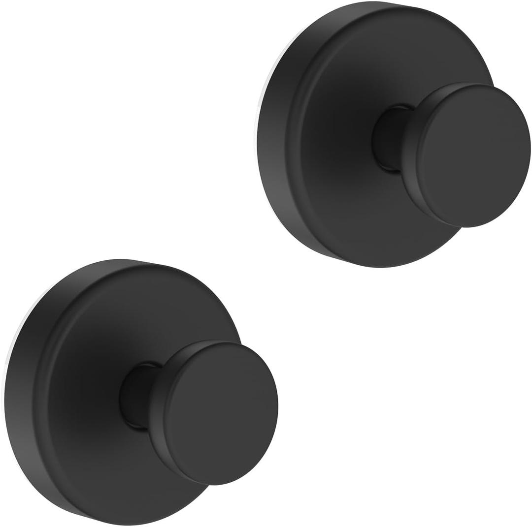 Bntuk Suction Cup Hooks for Door Wreaths, Vacuum Suction Wreath Hanger for Front Door Window Glass, Bath Robe Looafh Shower Hooks for Inside Shower - 2 Pack, Black
