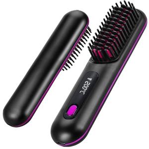 Numoya Go Brush Pro - 2026 Portable Straightener Brush for Travel, Cordless Hair Straightener Comb for Women (Black)