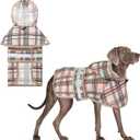 KOOLTAIL Dog Raincoat Hooded Slicker Poncho with Leash Hole, Rain Coat for Large Dogs, Waterproof Doggie Rain Jacket with Reflective Strip, Adjustable Breathable Lightweight Puppy Rainwear-Beige L (Large (Pack of 1))