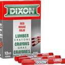 DIXON Industrial Lumber Marking Crayons, 4.5" x 1/2" Hex, Red, 12-Pack (52000)