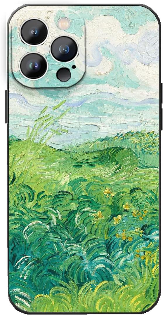 Compatible with iPhone 14 Pro Max Case, Van Gogh Green Wheat Fields Impressionism Landscape Phone Case for Women Men