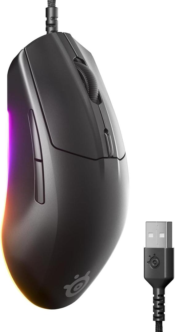 SteelSeries Rival 3 Gen 2 Gaming Mouse 8500 DPI TrueMove Core Optical Sensor 60 Million Click Durability Low Latency 77g Lightweight 100% PTFE Feet RGB Black 
