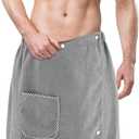 Bath Wrap Towel Quick Drying for Men Adjustable Sauna Towels with Pocket After Shower Wrap for Men Gift, Gym, Spa, Sauna, 65 x 25 Inches(Grey,Waffle)