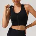 Racerback Padded Sports Bra for Women - Medium Support Zipper Front Workout Bra (L)