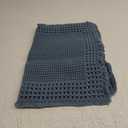 RESARE Waffle Bath Mat - Super Absorbent Non Slip Machine Washable Boho Bath Rugs with Tassels, Upgraded Bordered Design, 17"x24" Blue