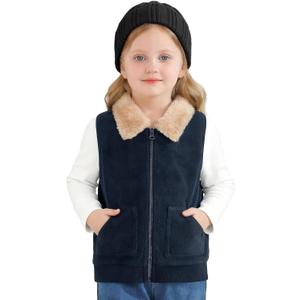 Toddler Girls Boys Fleece Vest Winter Warm Clothes Buffalo Plaid Christmas Jacket Kids Puffer Quilted Gilet Coat (3T, Navy)