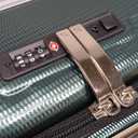 Hanke 24 Inch Checked Luggage Front Opening Rolling Suitcase Aluminum Frame PC hard sided luggage with spinner wheels for Travel Woman Men.(Dark Green)