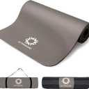 Primasole Thick Yoga Mat, 1/2-Inch Extra Thick NBR Mat with Enhanced Stability - Textured Design, Lightweight Mat with Carrying Strap & Case for Yoga, Pilates, Gym & Home Use (Multiple Colors) (Earth Brown Gray)