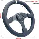 13inch/330mm White Stripe Racing Steering Wheel Genuine Leather and Aluminum Frame 6 Bolt Flat Bottom Steering Wheel for Racing/Car Sim Driving
