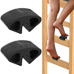 Dorm Bed Ladder Foot Support, 2-Pack Durable Rubber Step Pads with Anti-Slip Surfaces for Loft Beds, Suitable for Most College Dorm Ladders (Black)
